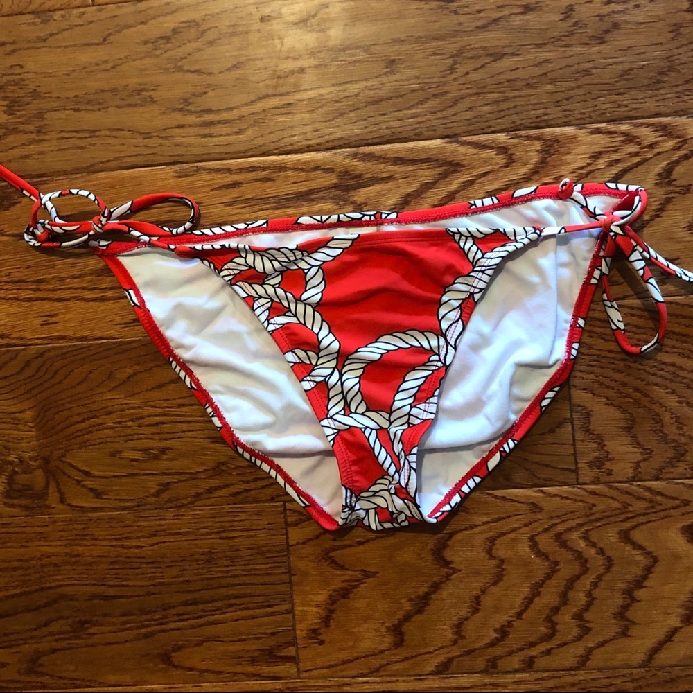 Red rope pattern string bikini bottom